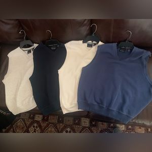 Lot of 4 Greg Norman v neck sweater vest pullover cotton large EUC vintage